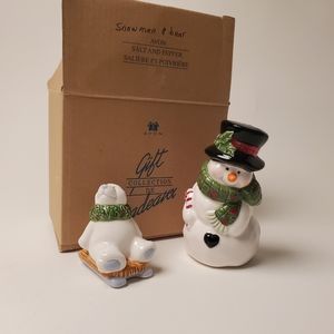 Snowman and bear salt and pepper shakers